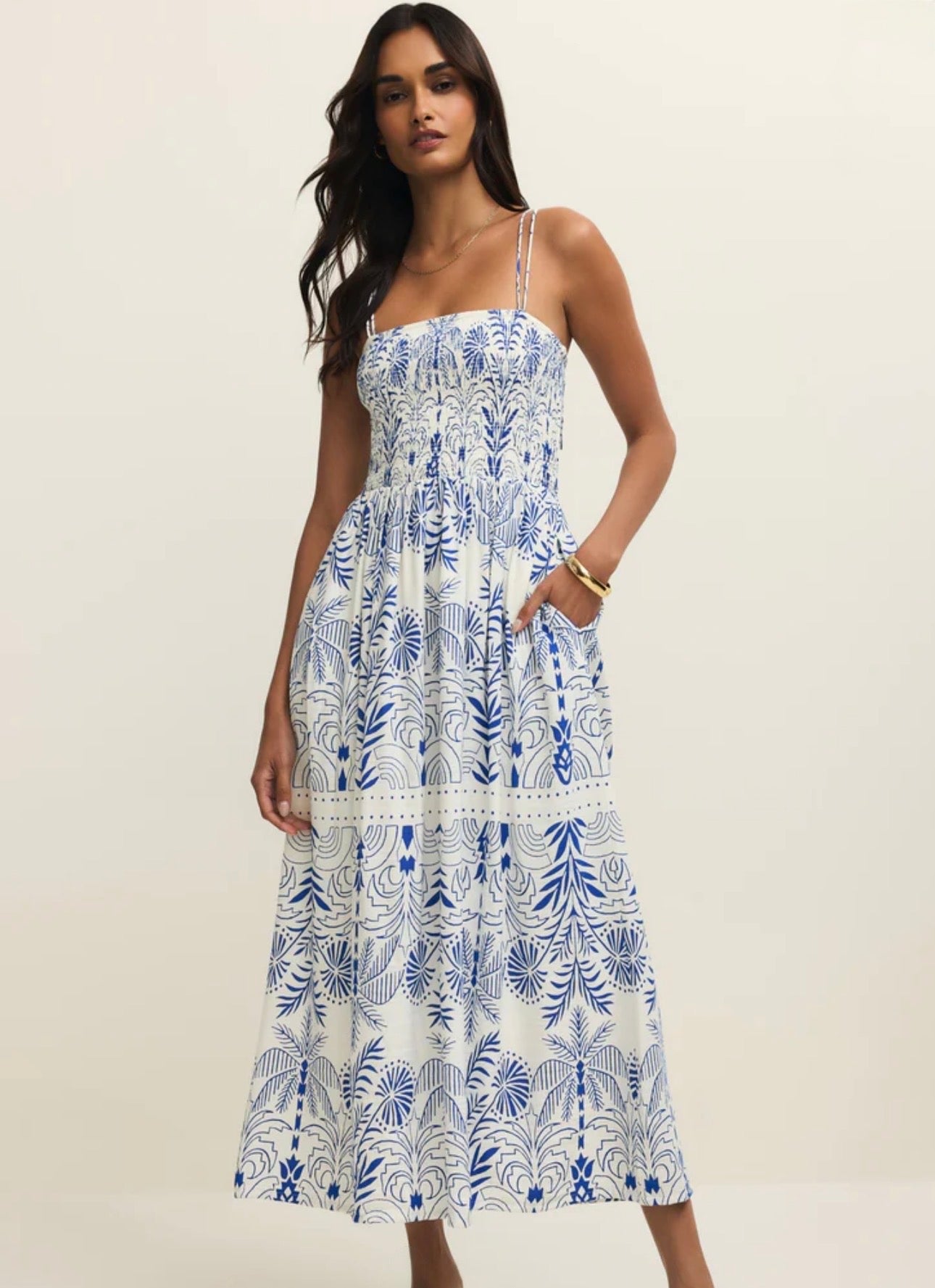Z Supply Nadine Palm Maxi Dress- Nautical