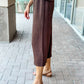 KLd "Marnie" Textured Crop Wide Leg Pant-Brown