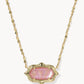 Kendra Scott Elisa Scallop Frame Short Pendant Necklace-Gold Light Pink Iridescent Abalone