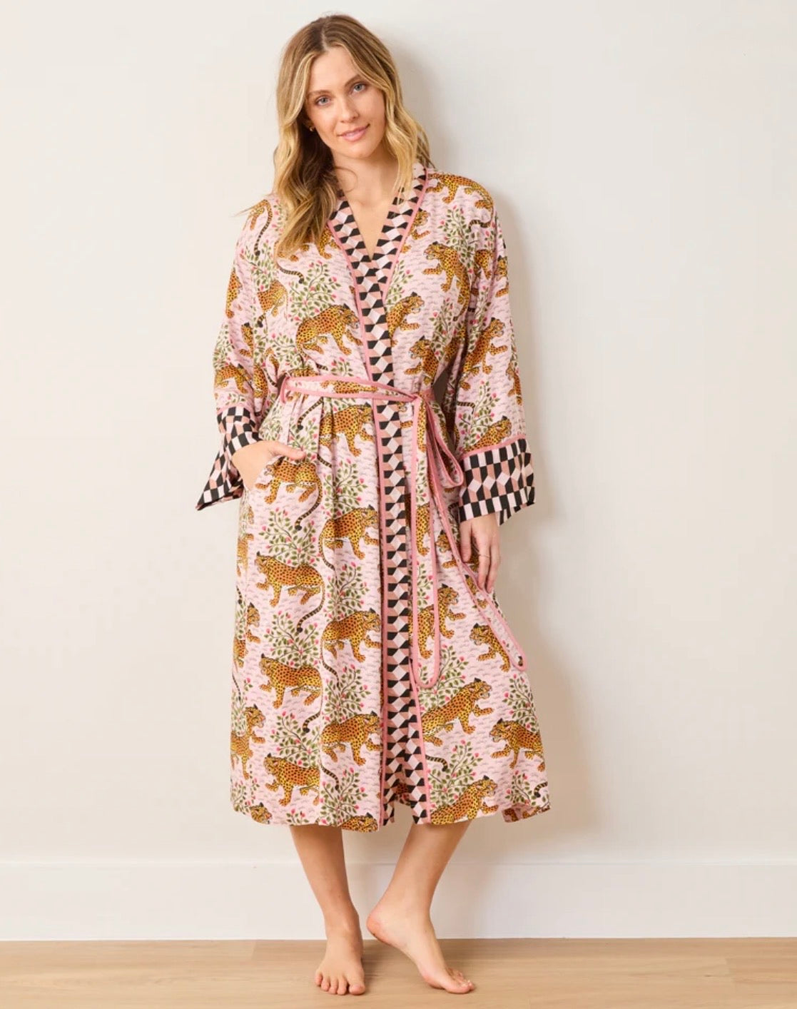 Printfresh "Bagheera" Eco Satin Robe-Blush