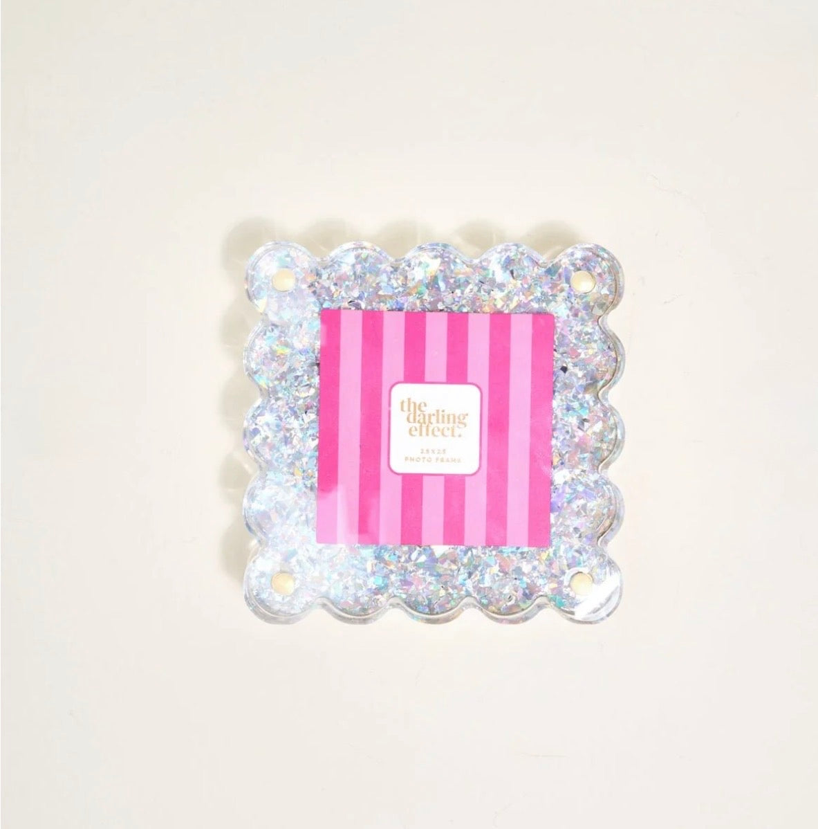The Darling Effect Little Moments Scalloped Acrylic Frame-Silver Glitter