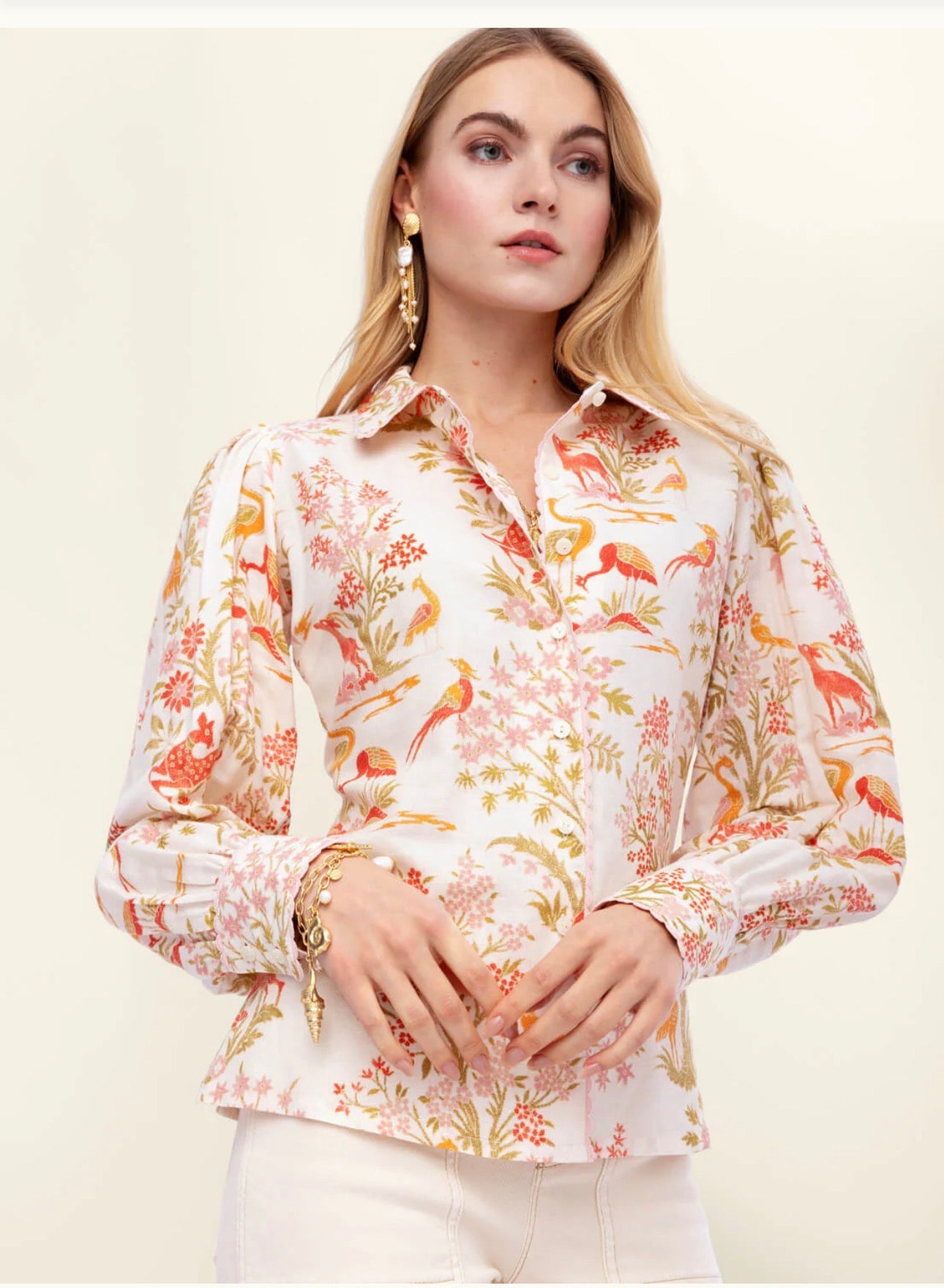 Spartina 449 "Gloria" Blouse- Castillo Toile Cream
