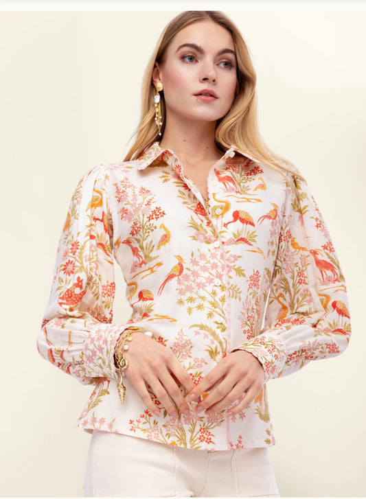 Spartina 449 "Gloria" Blouse- Castillo Toile Cream