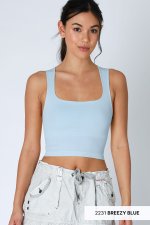 Niki Biki Clean Line Square Neck Top-Breezy Blue
