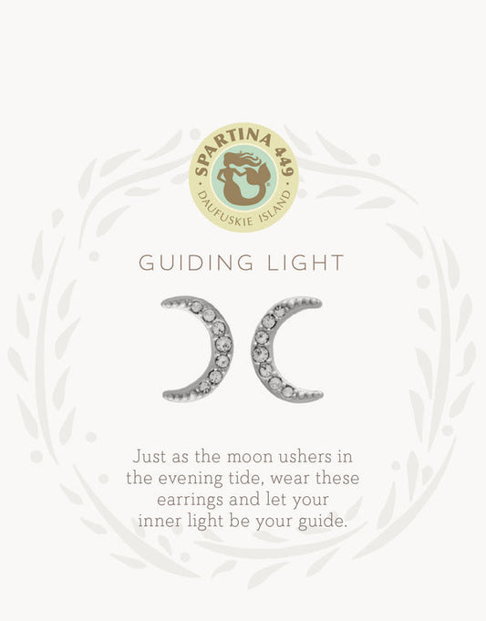 Spartina 449 SLV Stud Earrings- Guiding Light/Crescent-Silver