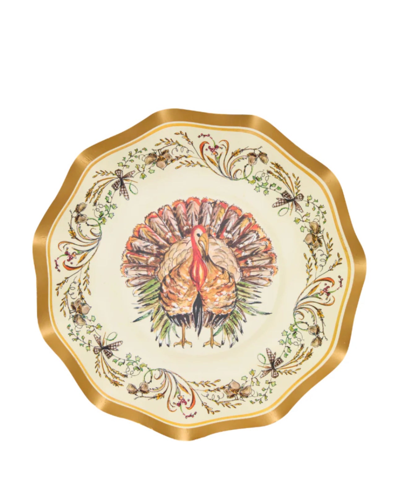 Sophistiplates “Turkey & Gourds” Wavy Appetizer/Dessert Bowl