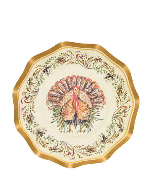 Sophistiplates “Turkey & Gourds” Wavy Appetizer/Dessert Bowl
