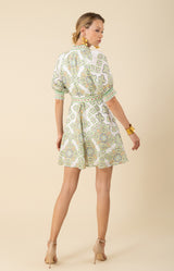 Hale Bob "Naya" Linen Dress-Lime