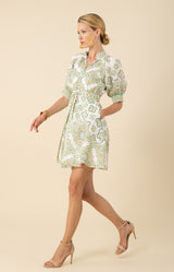 Hale Bob "Naya" Linen Dress-Lime