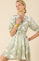 Hale Bob "Naya" Linen Dress-Lime