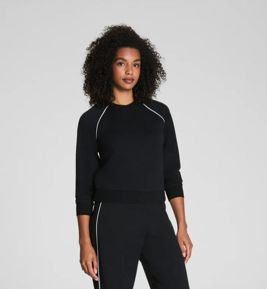 Spanx AirPique Crewneck Top - Very Black