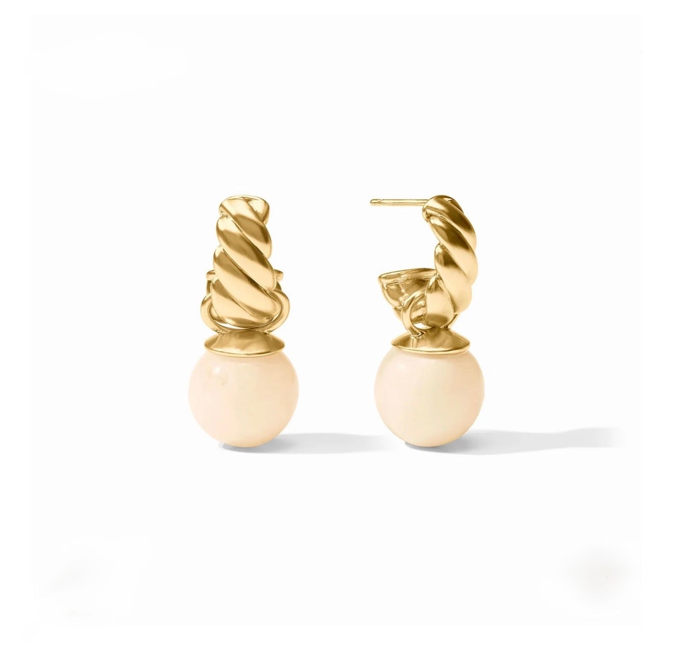 Julie Vos “Ravello” Statement Hoop & Charm Earring - Gold/Ivory