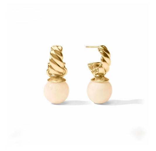 Julie Vos “Ravello” Statement Hoop & Charm Earring - Gold/Ivory