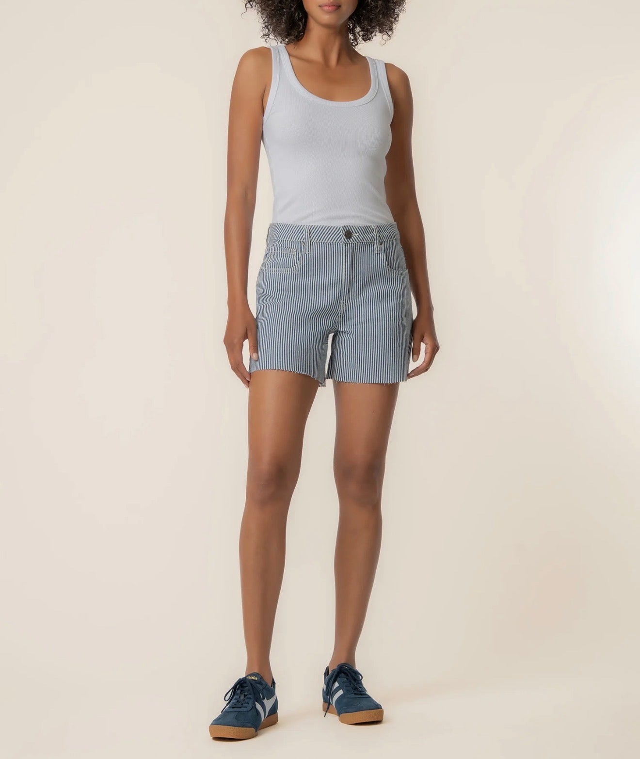 Kut from the Kloth "Jane" High Rise Long Short-Navy/Ivory