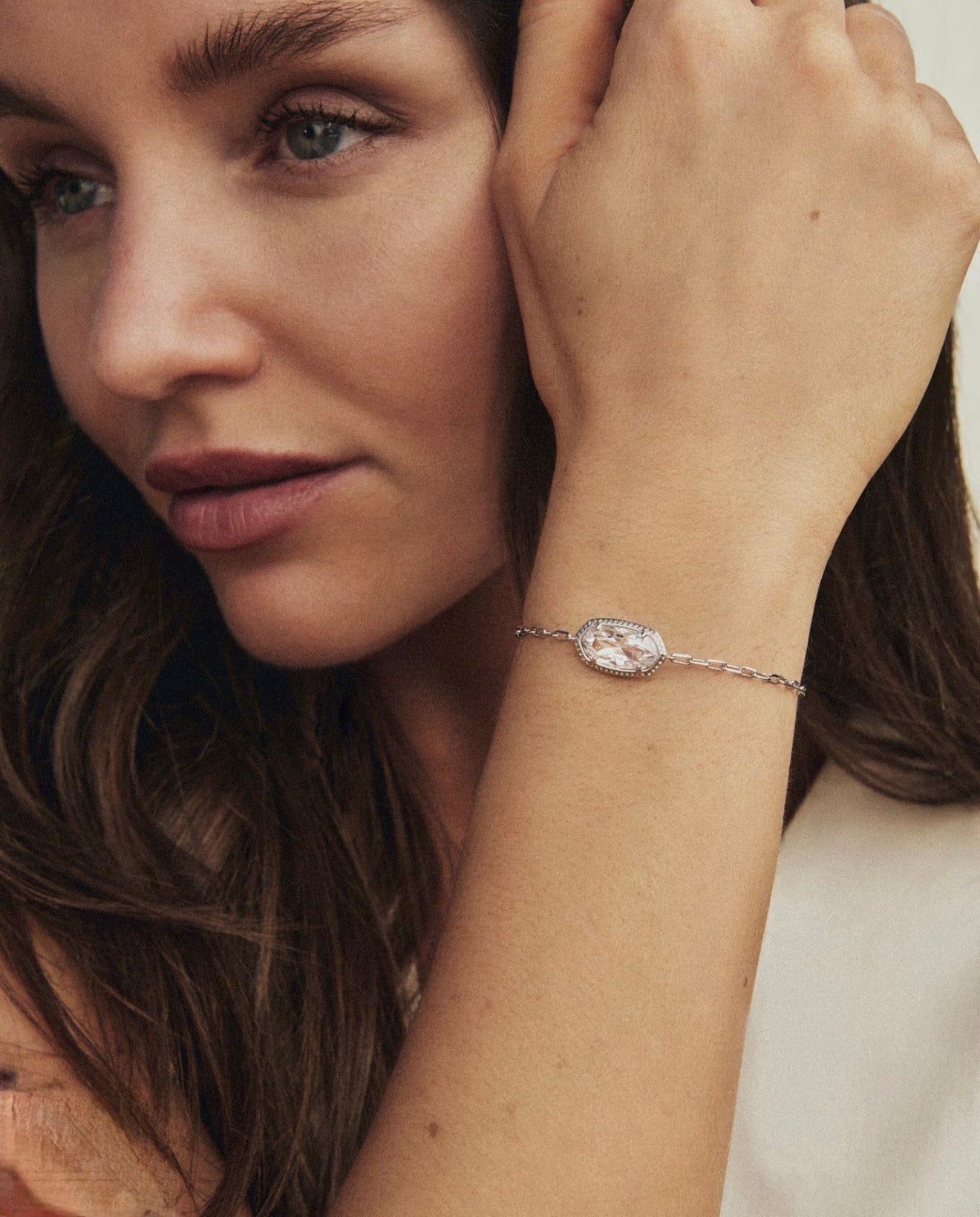 Kendra Scott Elaina Luxe Chain Bracelet -Silver White CZ