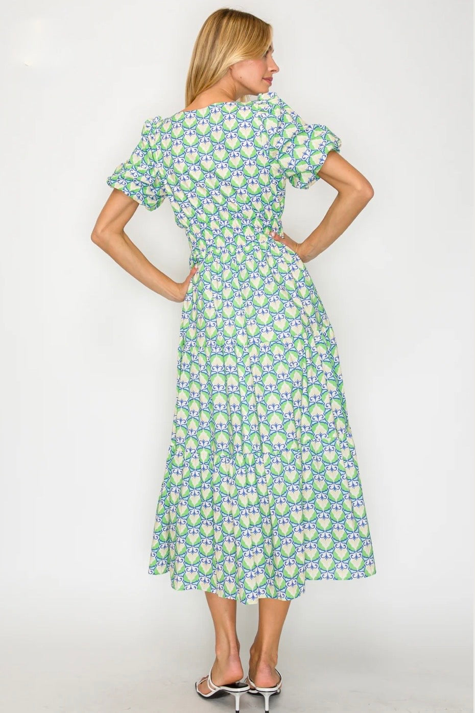 Meet Me in Santorini "Hellenic Petals" Maxi Dress-Green
