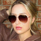 Diff Eyewear “Dash” Brushed Gold Coffee Gradient Sunglasses