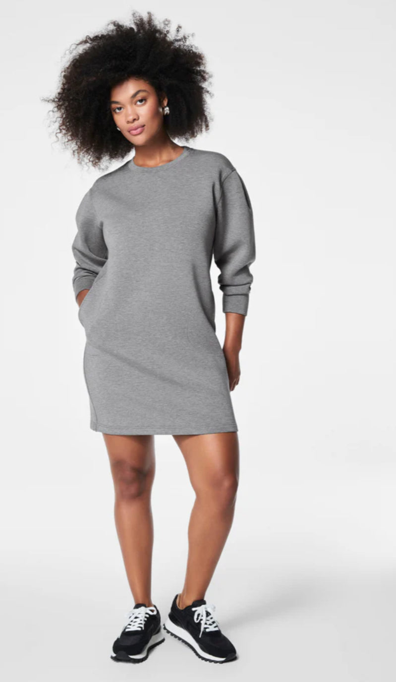 Spanx AirEssentials Crew Neck Dress-Medium Heather Grey