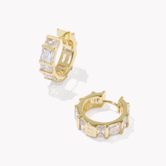 Kendra Scott Jamie Huggie Earring- Gold White CZ