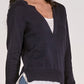 Elan V-Neck Layered Sweater-Navy/White