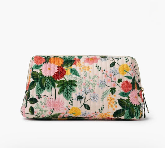 Rifle Paper Co. "Dahlia" Quilted Cosmetic Pouch-Large