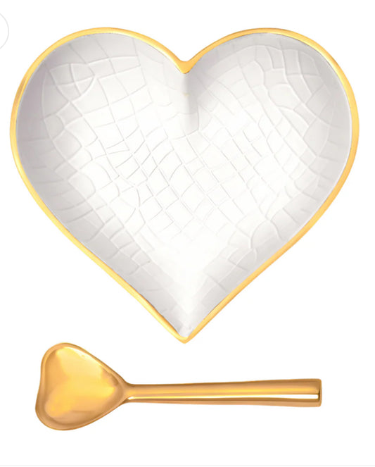Inspired Generations "Gold & White Croco" Heart w/Heart Spoon