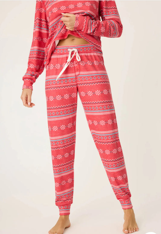 PJ Salvage "Snowflake Kisses" Jammie Pant- Red