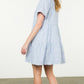 THML "Sonya" Fringe Detail Striped Dress-White/Blue