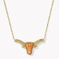Kendra Scott Longhorn Short Pendant Necklace-Gold/Orange Magnesite