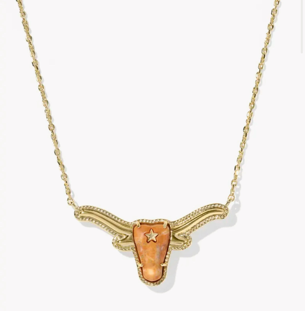 Kendra Scott Longhorn Short Pendant Necklace-Gold/Orange Magnesite