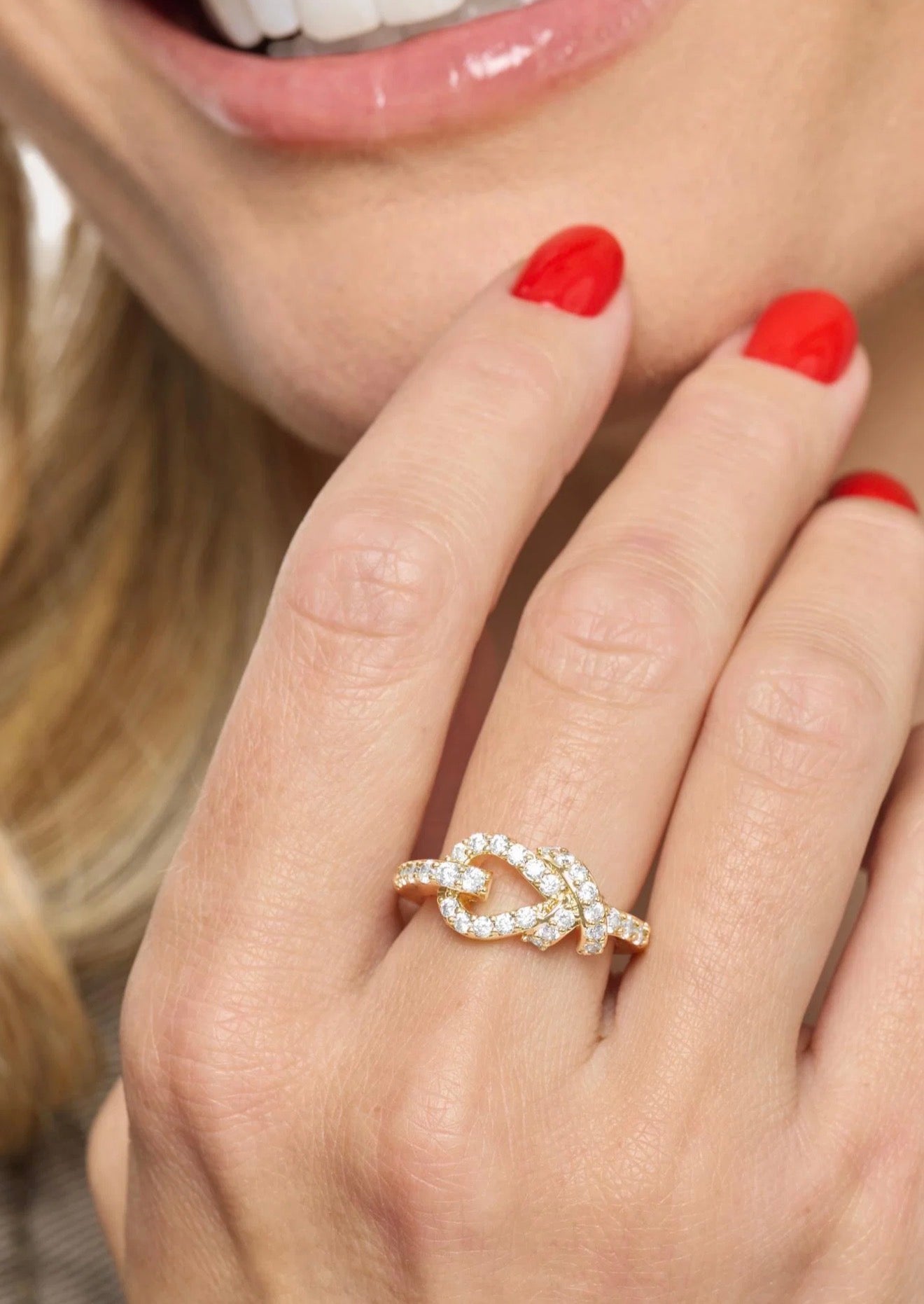 Melinda Maria “Knot” Ring- Gold/White CZ