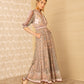 Hale Bob Maxi Dress - Pink Floral 3/4 Sleeves