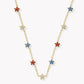 Kendra Scott Sierra Star Crystal Strand Necklace-Gold Red White Blue Mix