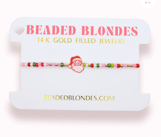 Beaded Blondes "Santa" Holiday Sprinkle Bracelet -Standard 6.75"