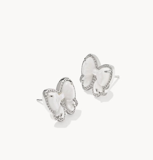 Kendra Scott Haley Bow Stud Earring-Silver Ivory MOP