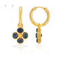 Capucine de Wulf “Berry Clover” Hoop Earrings w/Double-sided Charm-Gold/Blue Labradorite