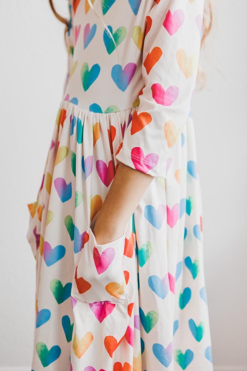 Mila & Rose "Lotta Love" 3/4 Sleeve Pocket Twirl Dress