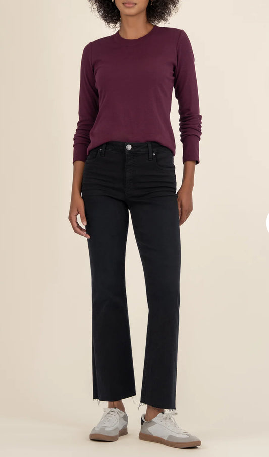Kut from the Kloth "Noelie" Scoop Neck Long Sleeve Top-Berry