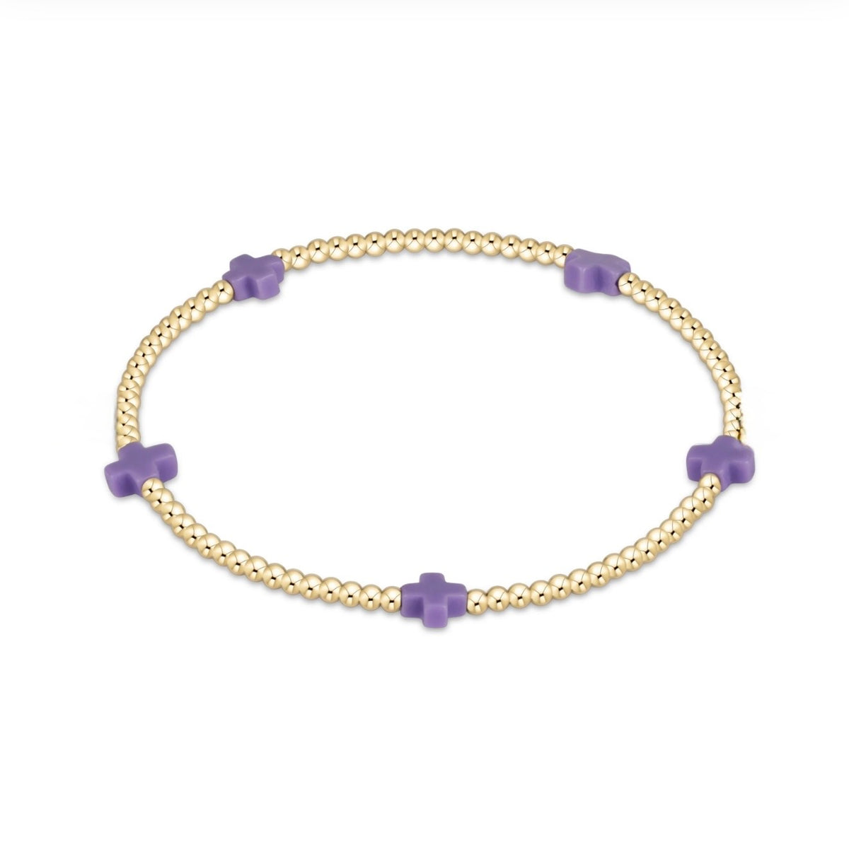 Enewton "Signature Cross" Small Gold Pattern 2mm Bead Bracelet-Purple