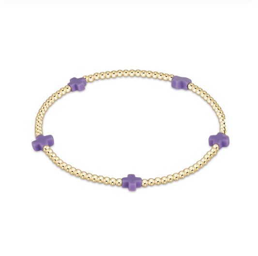 Enewton "Signature Cross" Small Gold Pattern 2mm Bead Bracelet-Purple