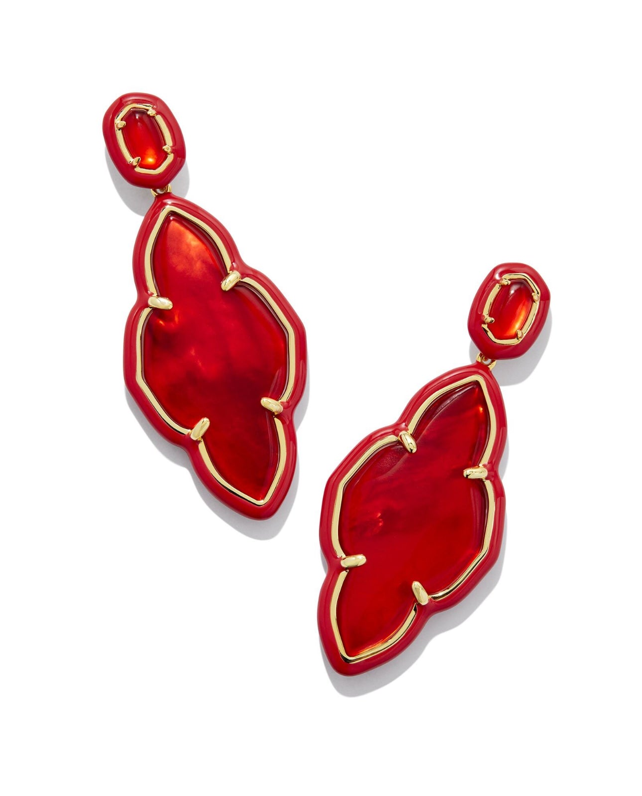 Kendra Scott Abbie Enamel Framed Statement Earring- Gold Red Illusion