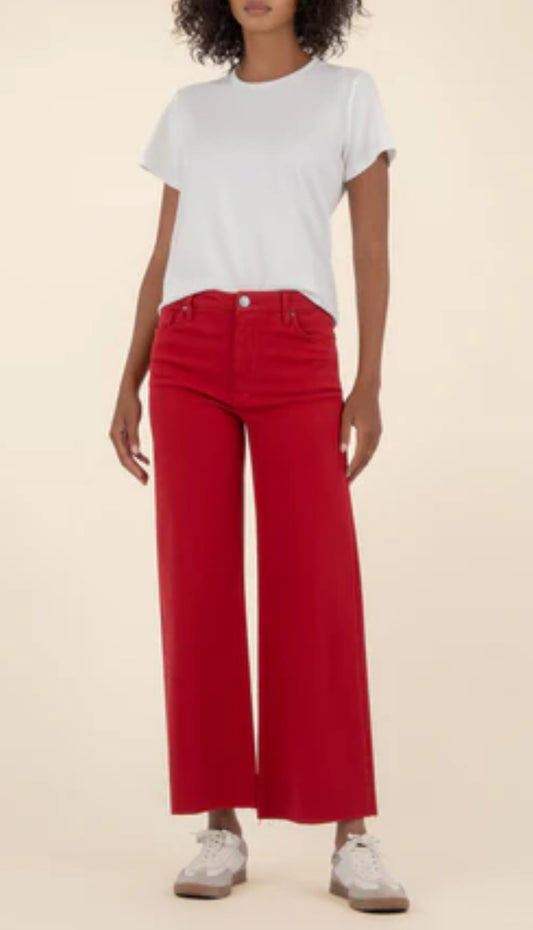 Kut from the Kloth "Meg" High Rise Wide Leg- Ruby Red