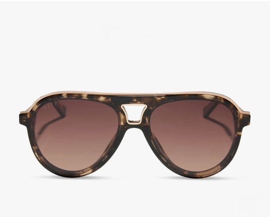 Diff Eyewear “Tosca III” Espresso Tortoise Brown Gradient Polarized Sunglasses