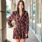 Elan “Mabry” Mini Dress - Brown Foliage