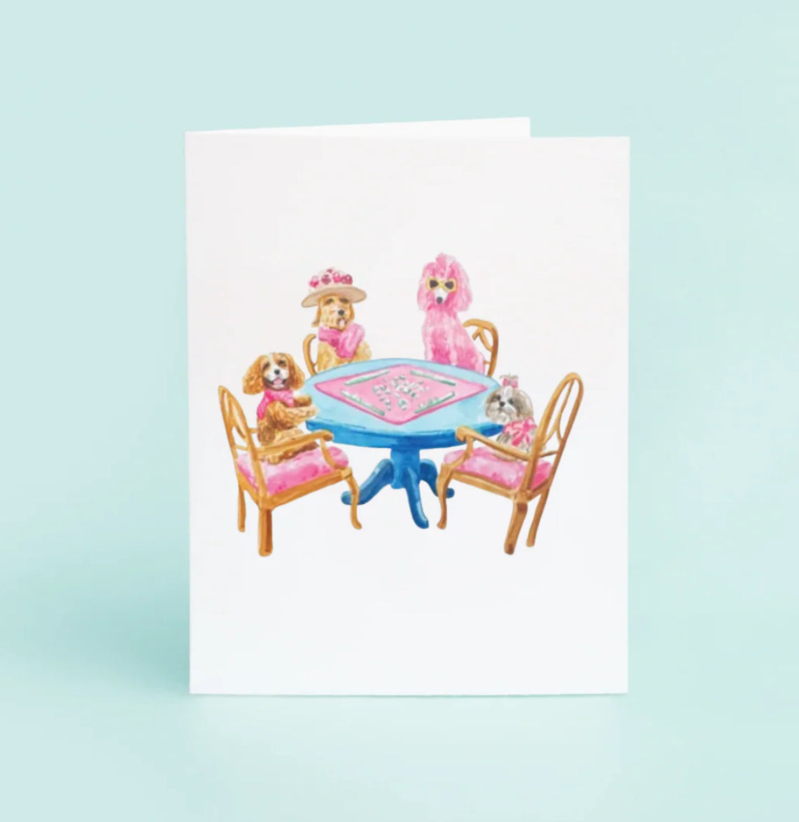 Taylor Paladino “Dogs Playing Mahjong" Greeting Card