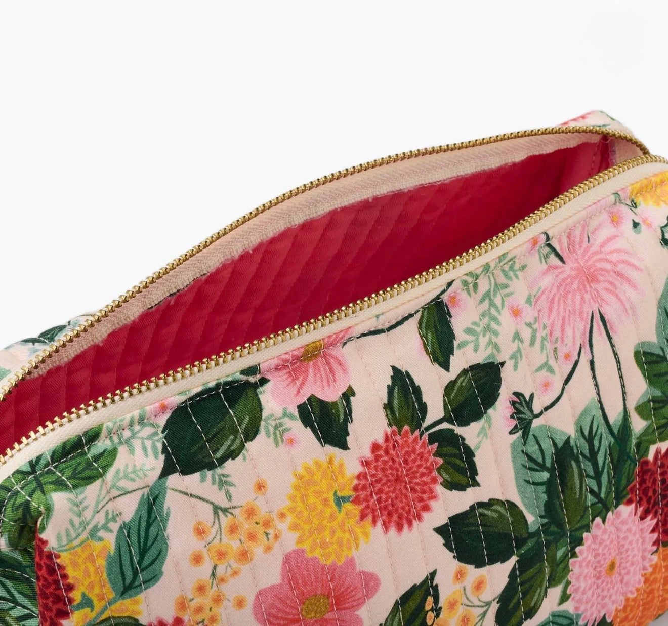 Rifle Paper Co. "Dahlia" Quilted Cosmetic Pouch-Large