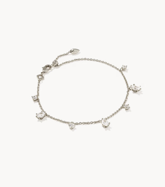 Kendra Scott Cailin Delicate Chain Bracelet-Silver White CZ