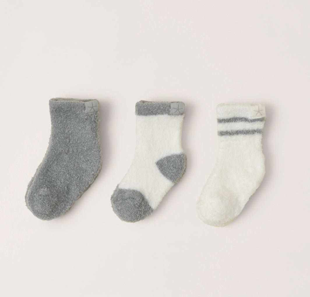 Barefoot Dreams CozyChic Lite® Infant Sock Set-Moonbeam/Pearl