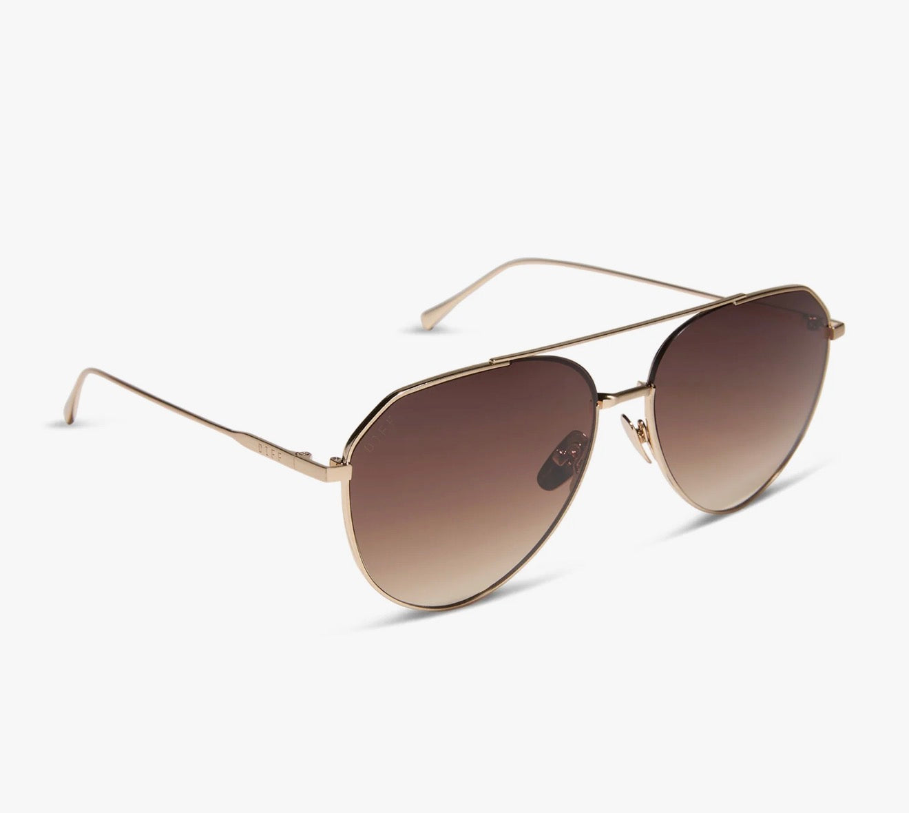 Diff Eyewear “Dash” Brushed Gold Coffee Gradient Sunglasses