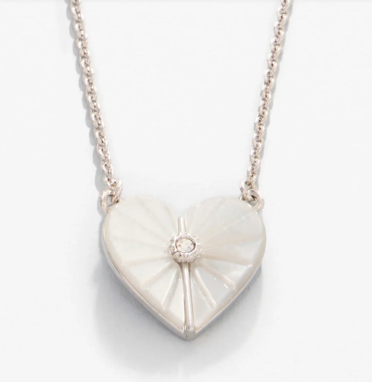 Spartina 449 Sea La Vie 18” Necklace-Radiant/MOP Heart- Silver